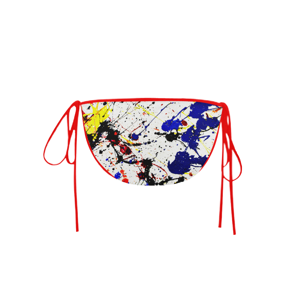 Blue & Red Paint Splatter (Red Straps) Custom Bikini Swimsuit Bottom