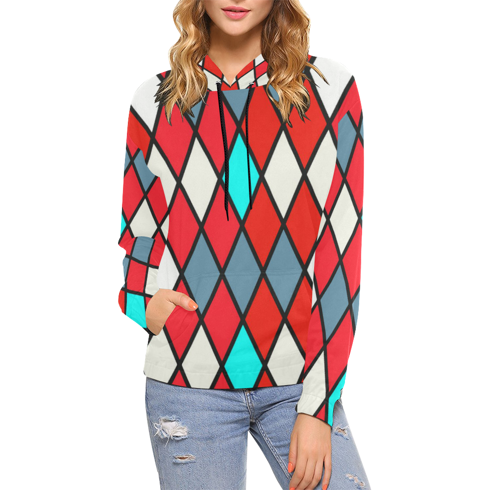 harlequin 2 All Over Print Hoodie for Women (USA Size) (Model H13)