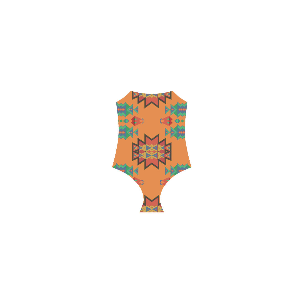 Misc shapes on an orange background Strap Swimsuit ( Model S05)