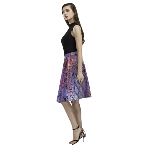 Cosmic Sugar Skulls Melete Pleated Midi Skirt (Model D15)