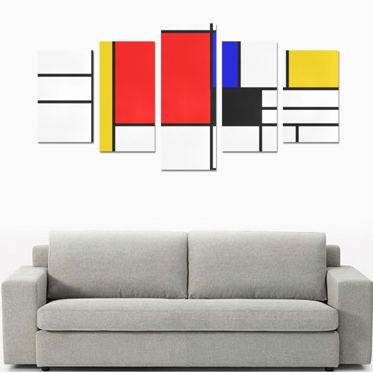 Bauhouse Composition Mondrian Style Canvas Print Sets C (No Frame)