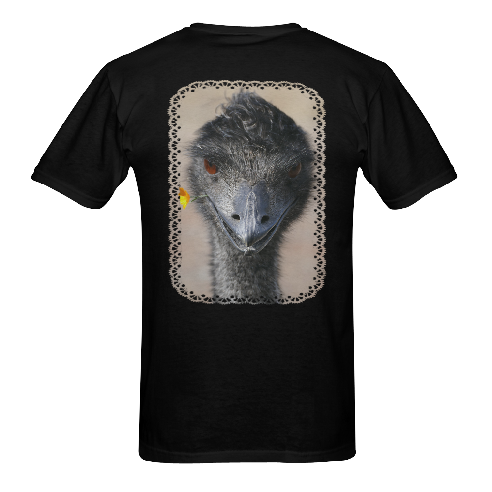 Happy Emu with yellow flower, photo Men's T-Shirt in USA Size (Two Sides Printing)