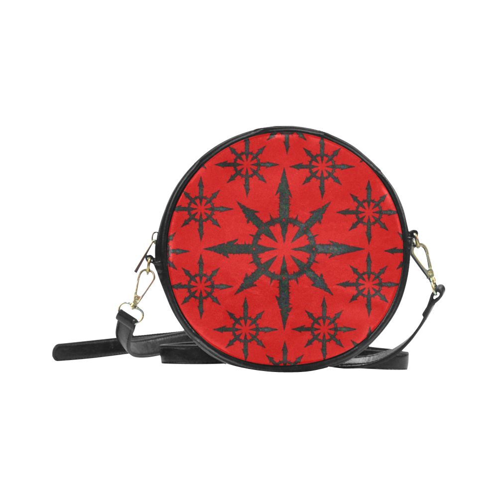 Awesome Blood Vampire Chaos Gothic Leather Round Sling Bag (Model 1647)