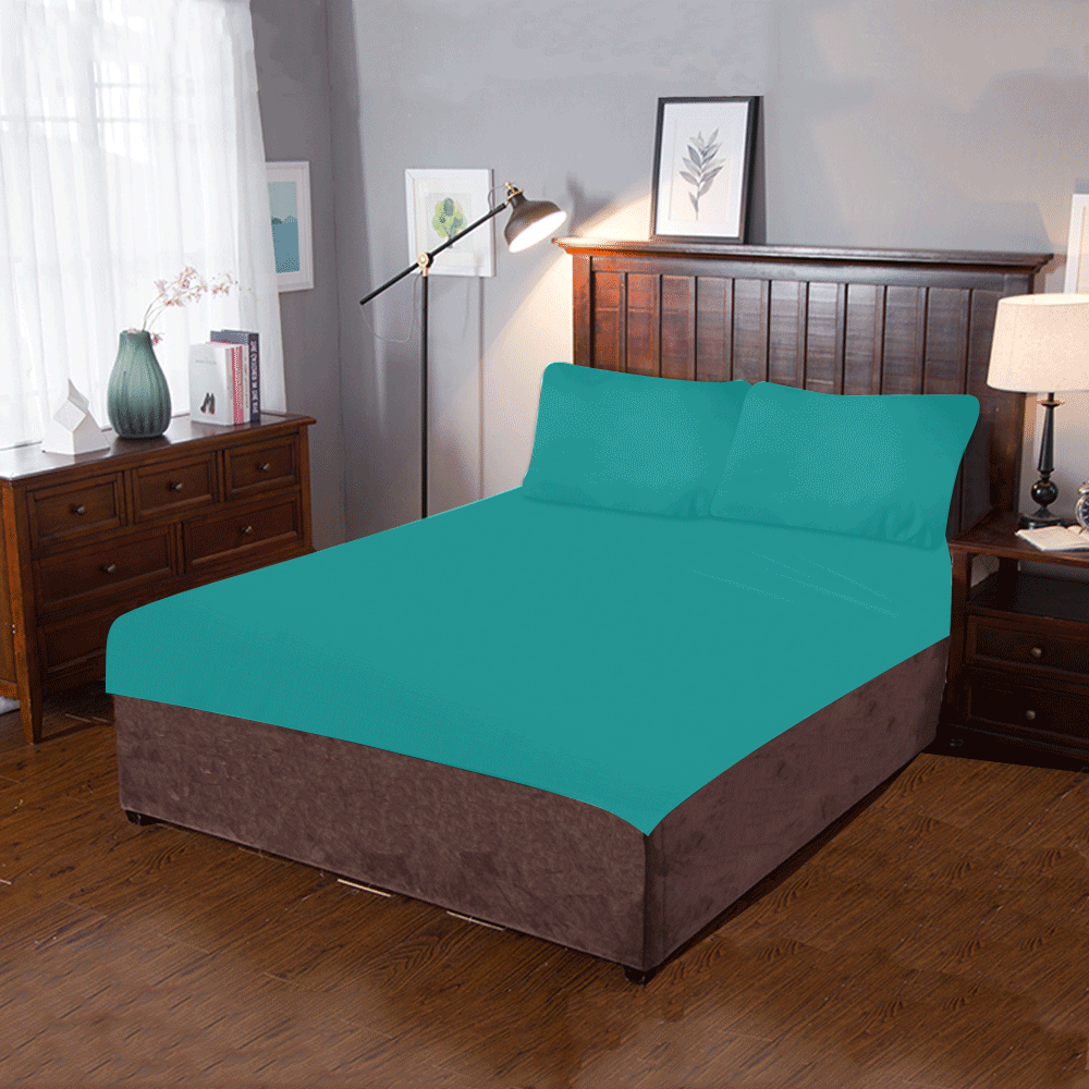 color dark cyan 3-Piece Bedding Set