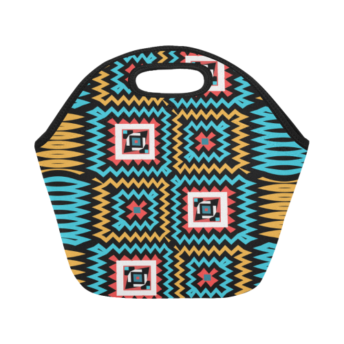 Shapes on a black background Neoprene Lunch Bag/Small (Model 1669)