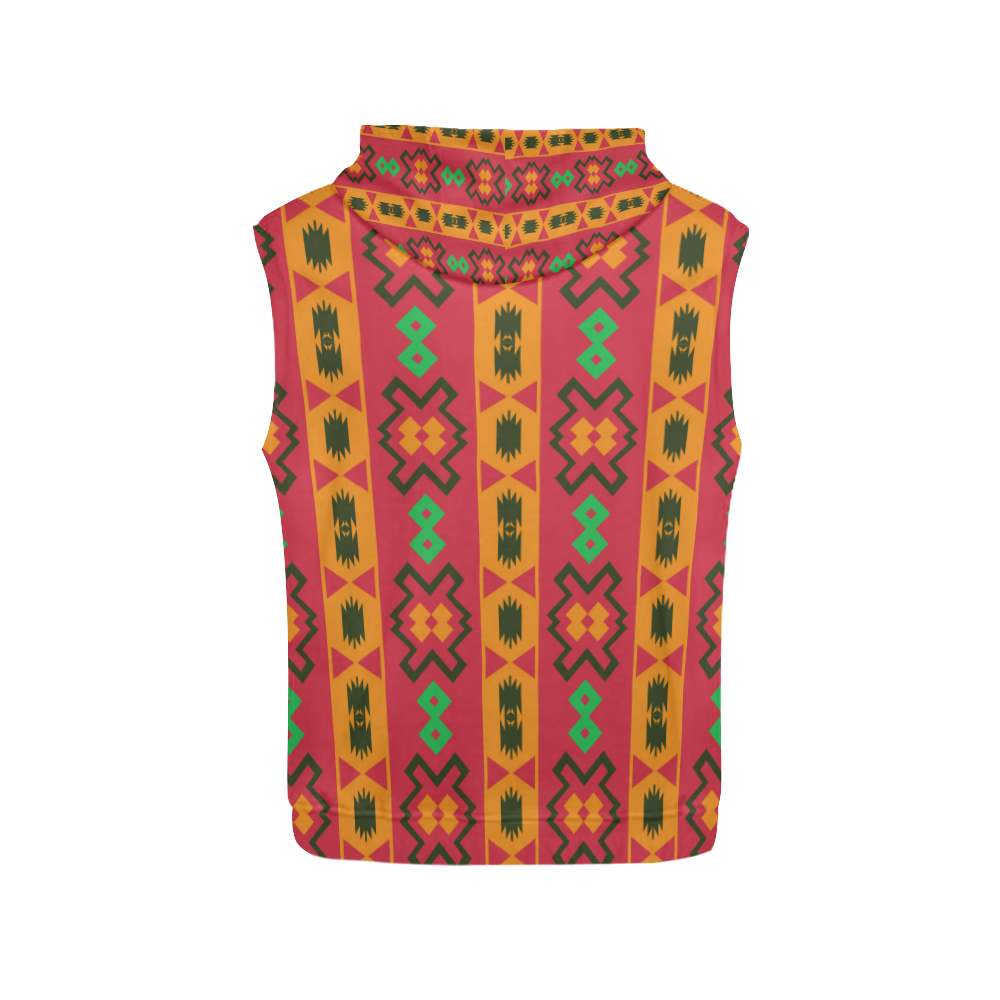 Tribal shapes in retro colors (2) All Over Print Sleeveless Hoodie for Women (Model H15)
