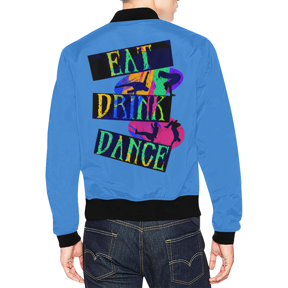 Break Dancing Colorful / Blue All Over Print Bomber Jacket for Men/Large Size (Model H19)