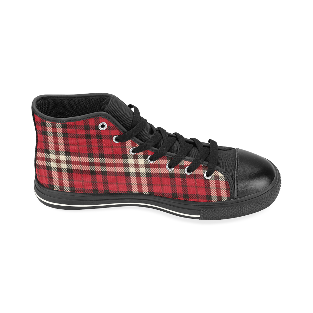 stripe red High Top Canvas Shoes for Kid (Model 017)