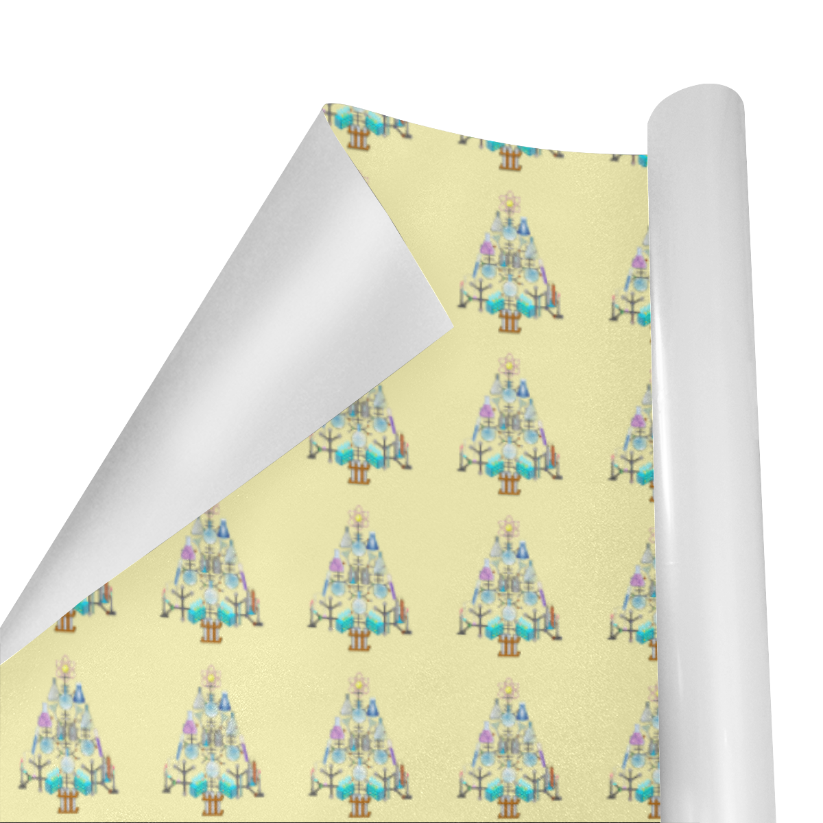 Oh Chemist Tree, Oh Chemistry, Science Christmas on Yellow Gift Wrapping Paper 58"x 23" (5 Rolls)