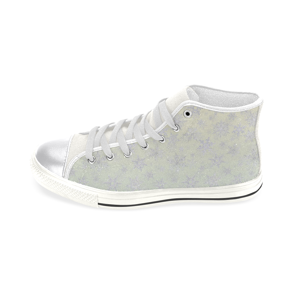 Frosty Day Snowflakes on Misty Sky blue yellow Women's Classic High Top Canvas Shoes (Model 017)