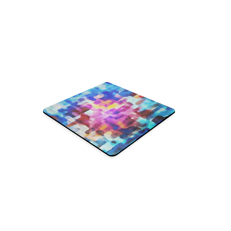Blue pink watercolors Square Coaster