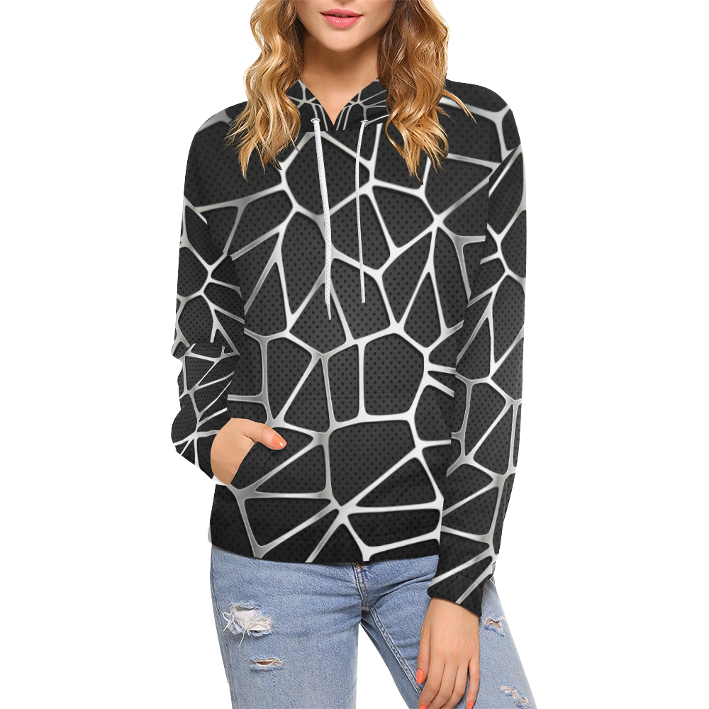 cracked metal All Over Print Hoodie for Women (USA Size) (Model H13)