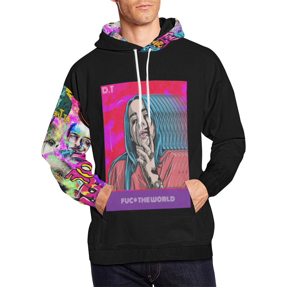fuck the world All Over Print Hoodie for Men (USA Size) (Model H13)