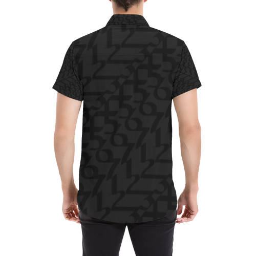 NUMBERS Collection 1234567 Black/Matt Black Men's All Over Print Short Sleeve Shirt (Model T53)