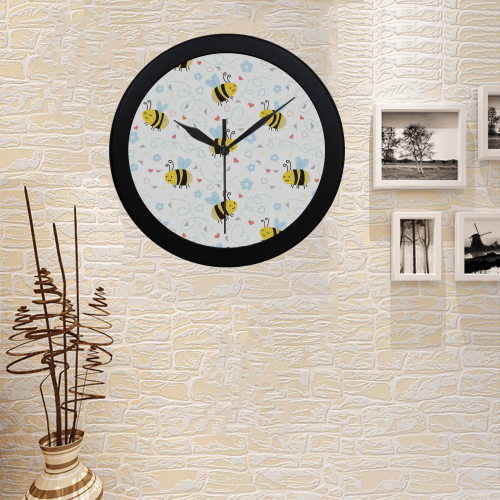 Cute Bee Pattern Circular Plastic Wall clock