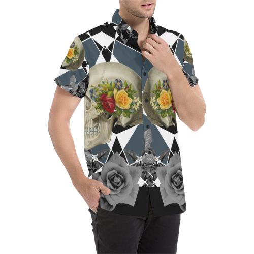 collage_ Growing _ Gloria Saanchez Men's All Over Print Short Sleeve Shirt (Model T53)