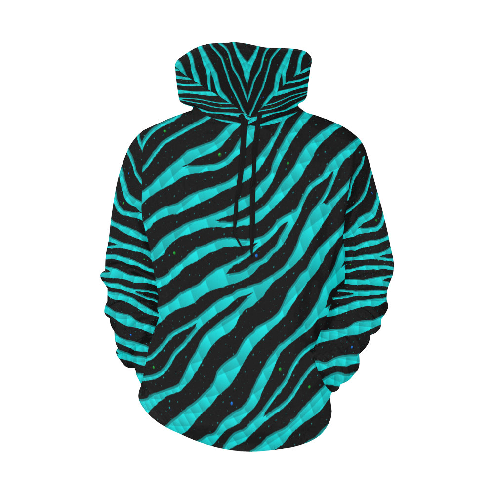 Ripped SpaceTime Stripes - Cyan All Over Print Hoodie for Men (USA Size) (Model H13)
