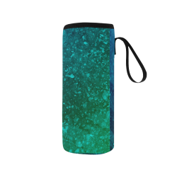 Blue and Green Abstract Neoprene Water Bottle Pouch/Medium