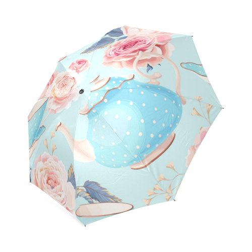 Blue Tea Pots Foldable Umbrella (Model U01)