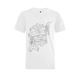Color Me Tiki Mask White Men's V-Neck T-shirt  Big Size(USA Size) (Model T10)