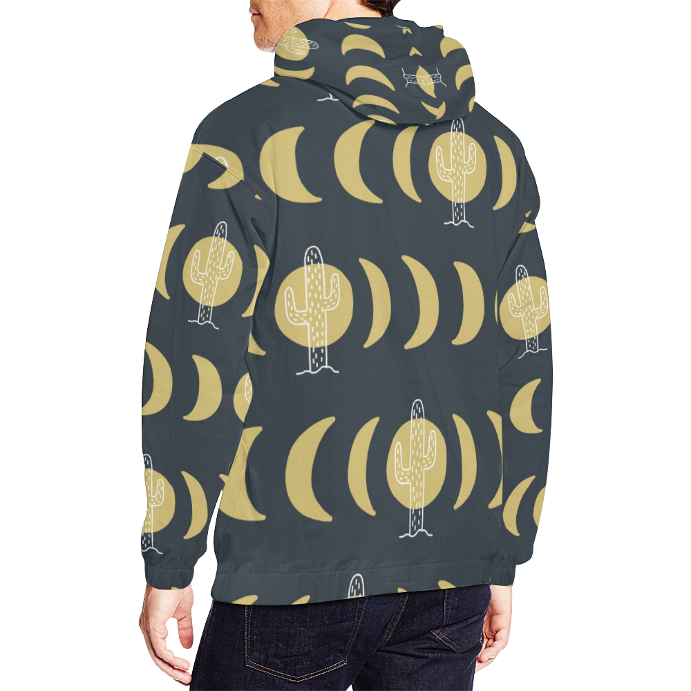 Men's Pull Over Hoodie Cactus Moon All Over Print Hoodie for Men/Large Size (USA Size) (Model H13)