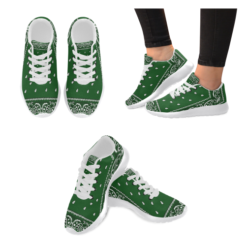 Green Bandana Women-White Women’s Running Shoes (Model 020)