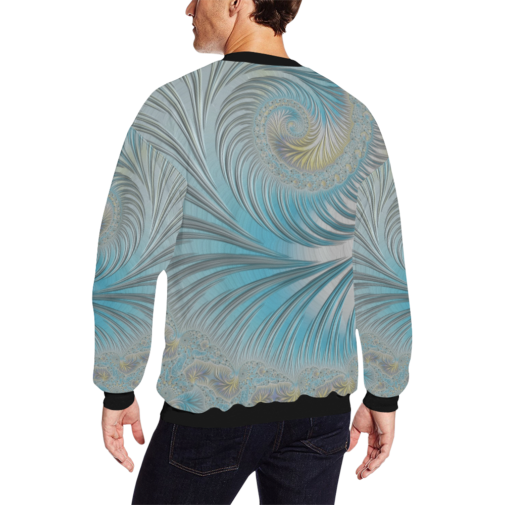 Blue Skies Soft Spring Breeze Fractal Abstract All Over Print Crewneck Sweatshirt for Men/Large (Model H18)