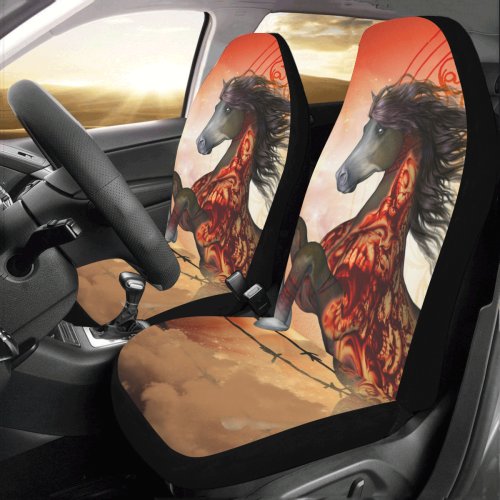 Awesome creepy horse with skulls Car Seat Covers (Set of 2)