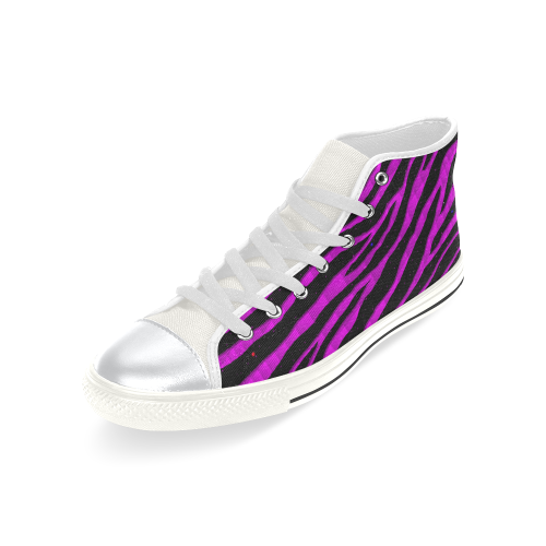 Ripped SpaceTime Stripes - Pink High Top Canvas Shoes for Kid (Model 017)