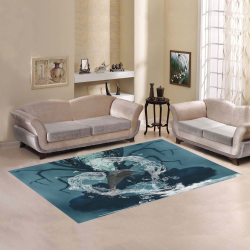 Dolphin jumping by a heart Area Rug7'x5'