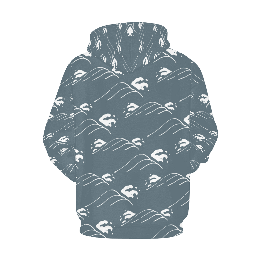 Men's Pull Over Hoodie Crashing Waves All Over Print Hoodie for Men/Large Size (USA Size) (Model H13)