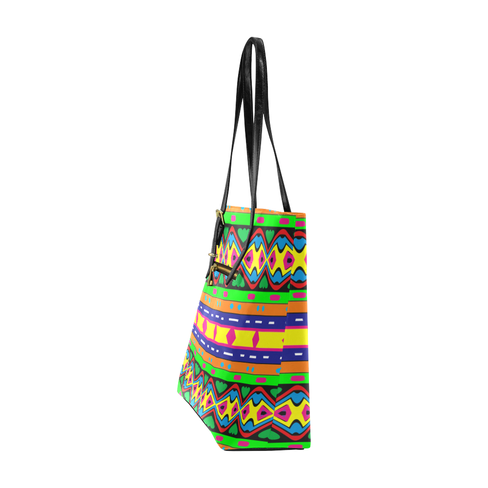 Distorted colorful shapes and stripes Euramerican Tote Bag/Small (Model 1655)