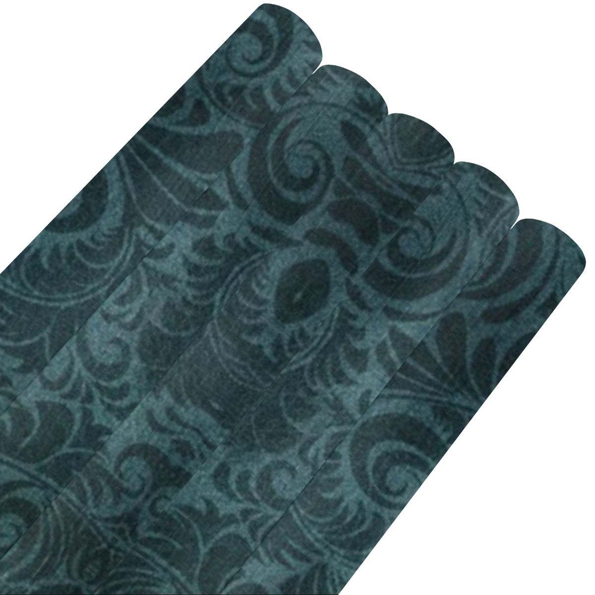 Denim with vintage floral pattern, dark green teal Gift Wrapping Paper 58"x 23" (5 Rolls)