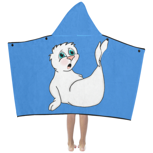 Surprised Seal Blue Kids' Hooded Bath Towels