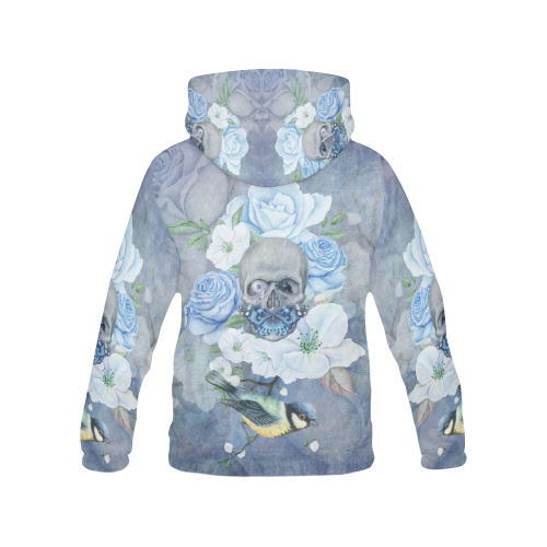 Gothic Skull With Butterfly All Over Print Hoodie for Men (USA Size) (Model H13)