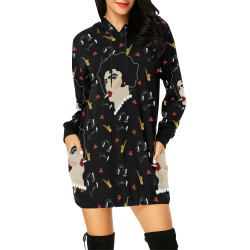 Rocky Horror All Over Print Hoodie Mini Dress (Model H27)