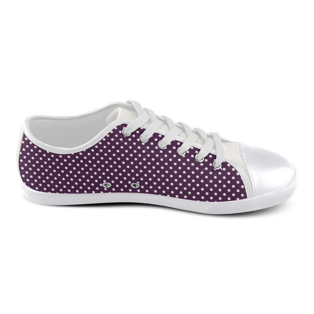 Burgundy polka dots Canvas Shoes for Women/Large Size (Model 016)
