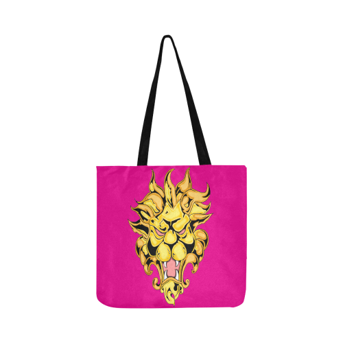 Gold Metallic Lion Pink Reusable Shopping Bag Model 1660 (Two sides)