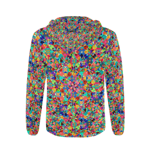 Multicolored Geometric Pattern All Over Print Full Zip Hoodie for Men/Large Size (Model H14)