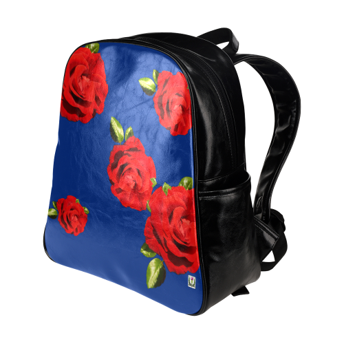 Fairlings Delight's Floral Luxury Collection- Red Rose Multi-Pockets Backpack 53086b2 Multi-Pockets Backpack (Model 1636)
