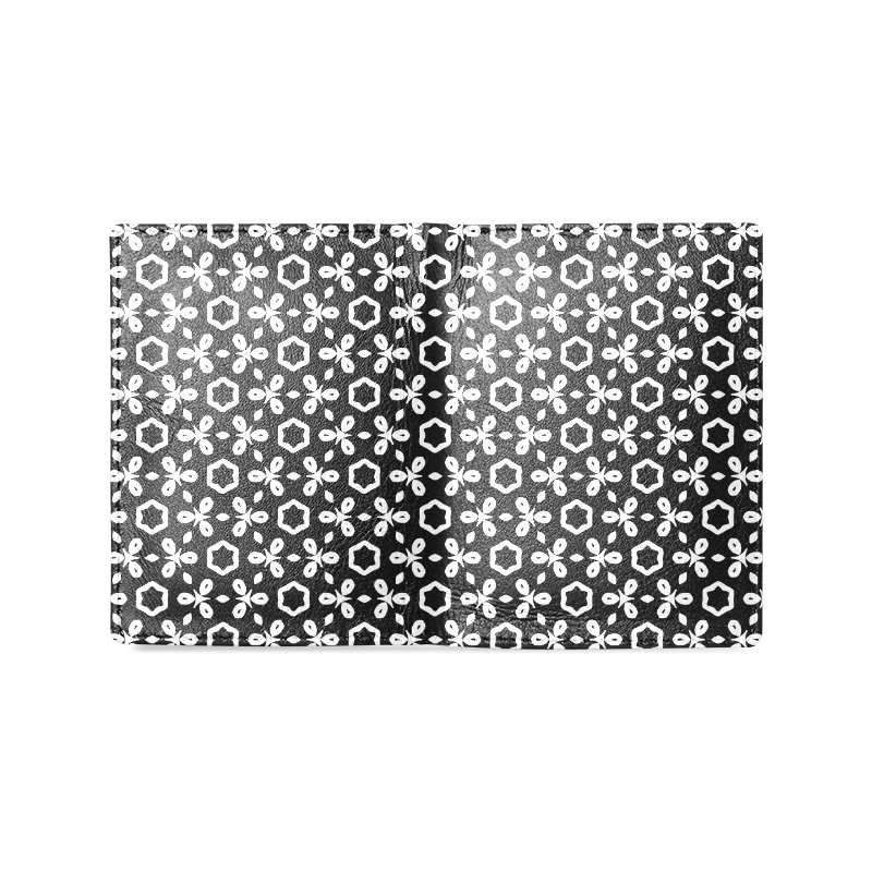 geometric pattern black and white Men's Leather Wallet (Model 1612)