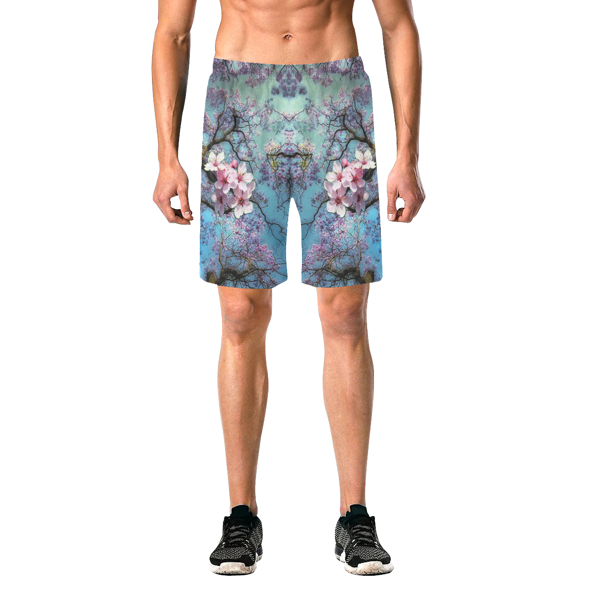 Cherry blossomL Men's All Over Print Elastic Beach Shorts (Model L20)