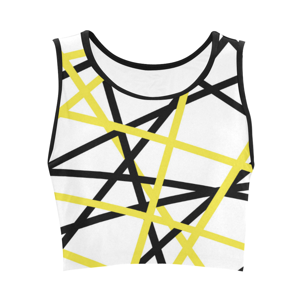 Black and yellow stripes Women's Crop Top (Model T42)