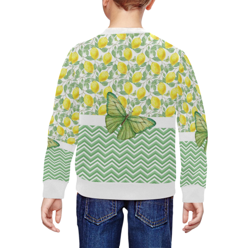 Butterfly And Lemons All Over Print Crewneck Sweatshirt for Kids (Model H29)