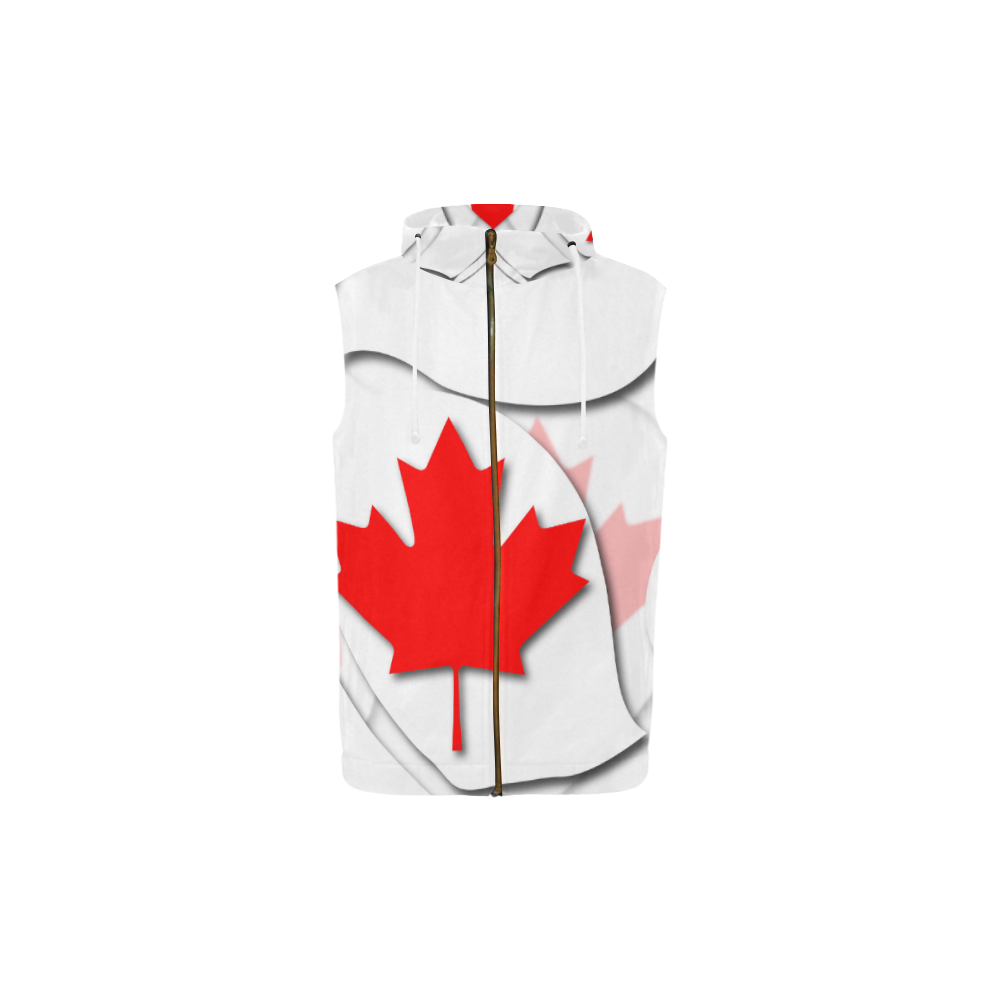 Flag of Canada All Over Print Sleeveless Zip Up Hoodie for Kid (Model H16)