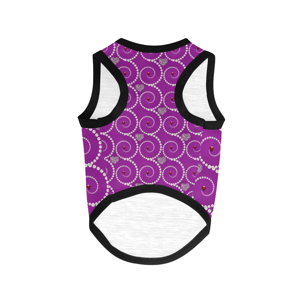 Silver hearts and pearls of white -purple dog coat All Over Print Pet Tank Top