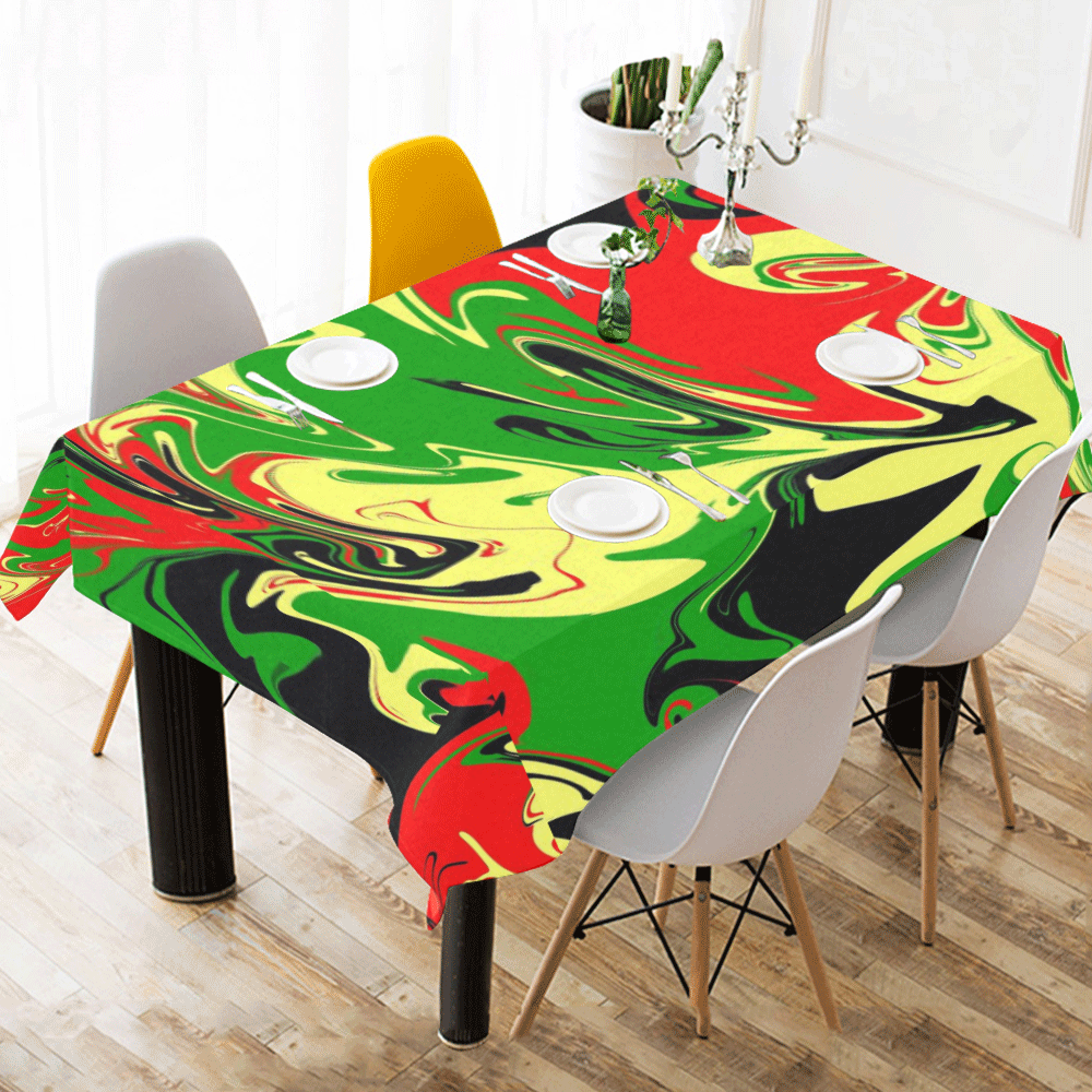 Afrocentric Swirls Cotton Linen Tablecloth 60" x 90"