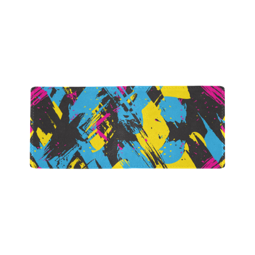 Colorful paint stokes on a black background Mini Bifold Wallet (Model 1674)