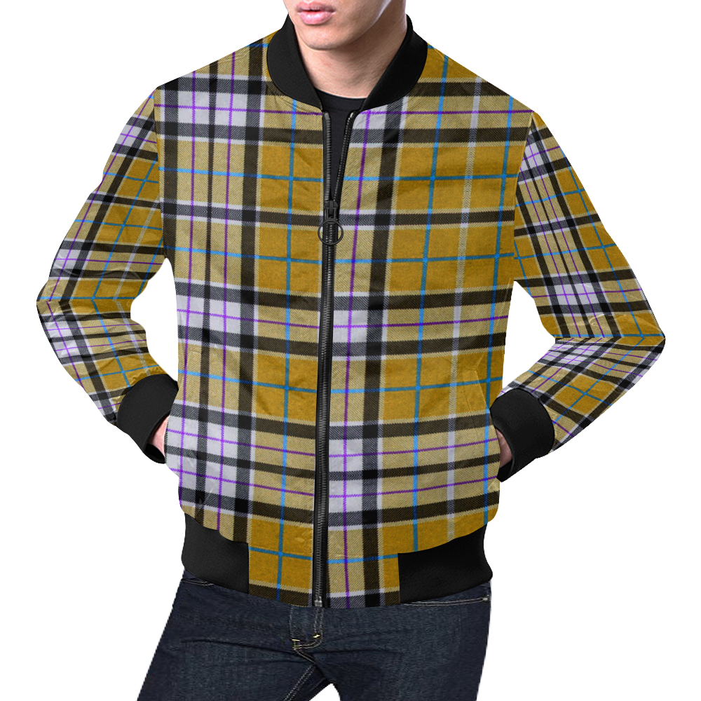 TARTANS YELLOW 33 All Over Print Bomber Jacket for Men/Large Size (Model H19)