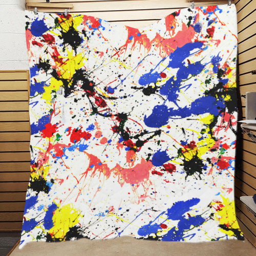 Blue and Red Paint Splatter Quilt 60"x70"